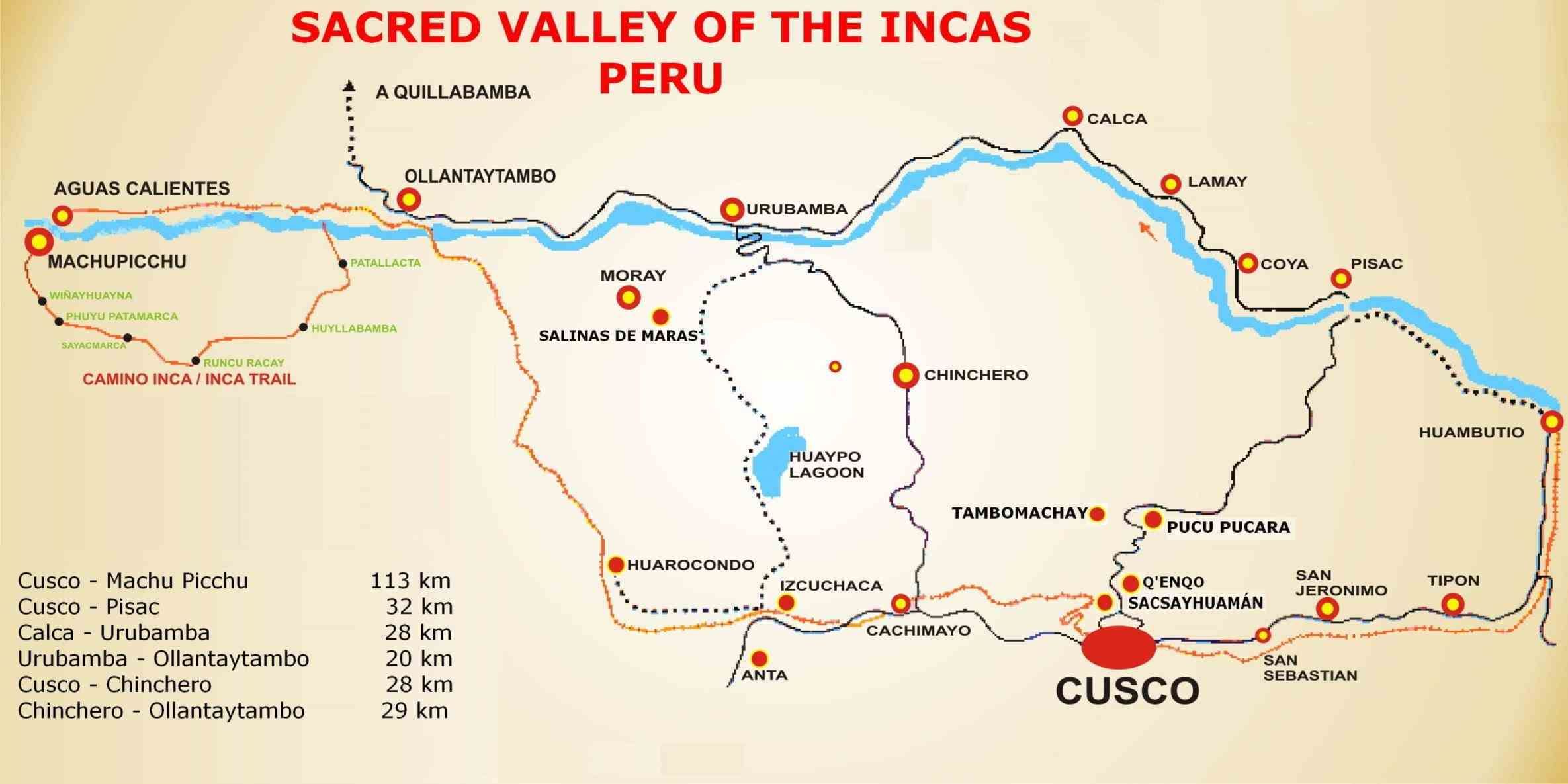 Map of the Sacred Valley, Peru